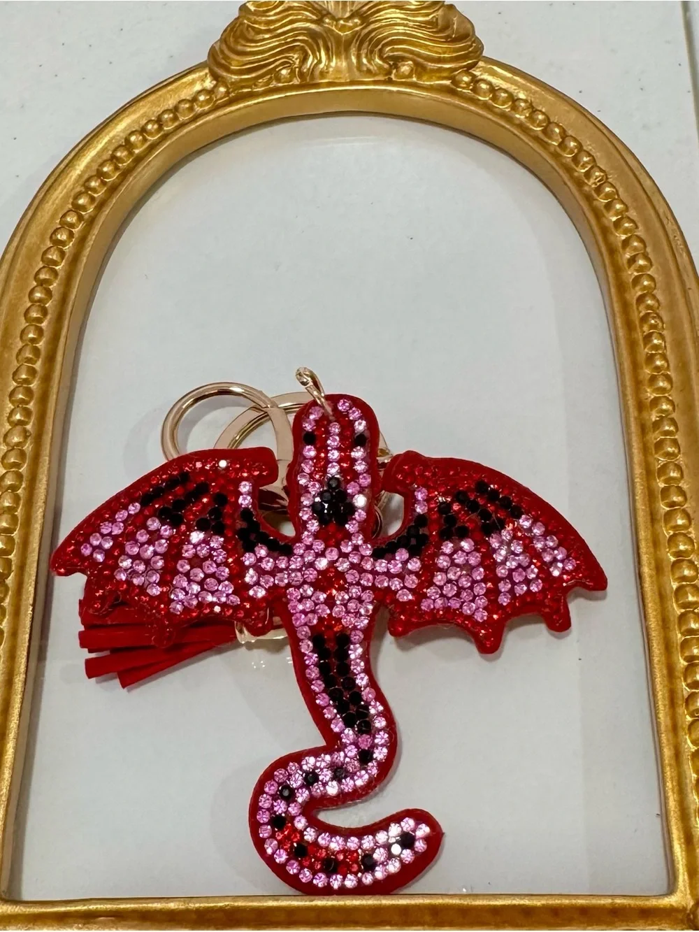 New Red Crystal Dragon Keychain